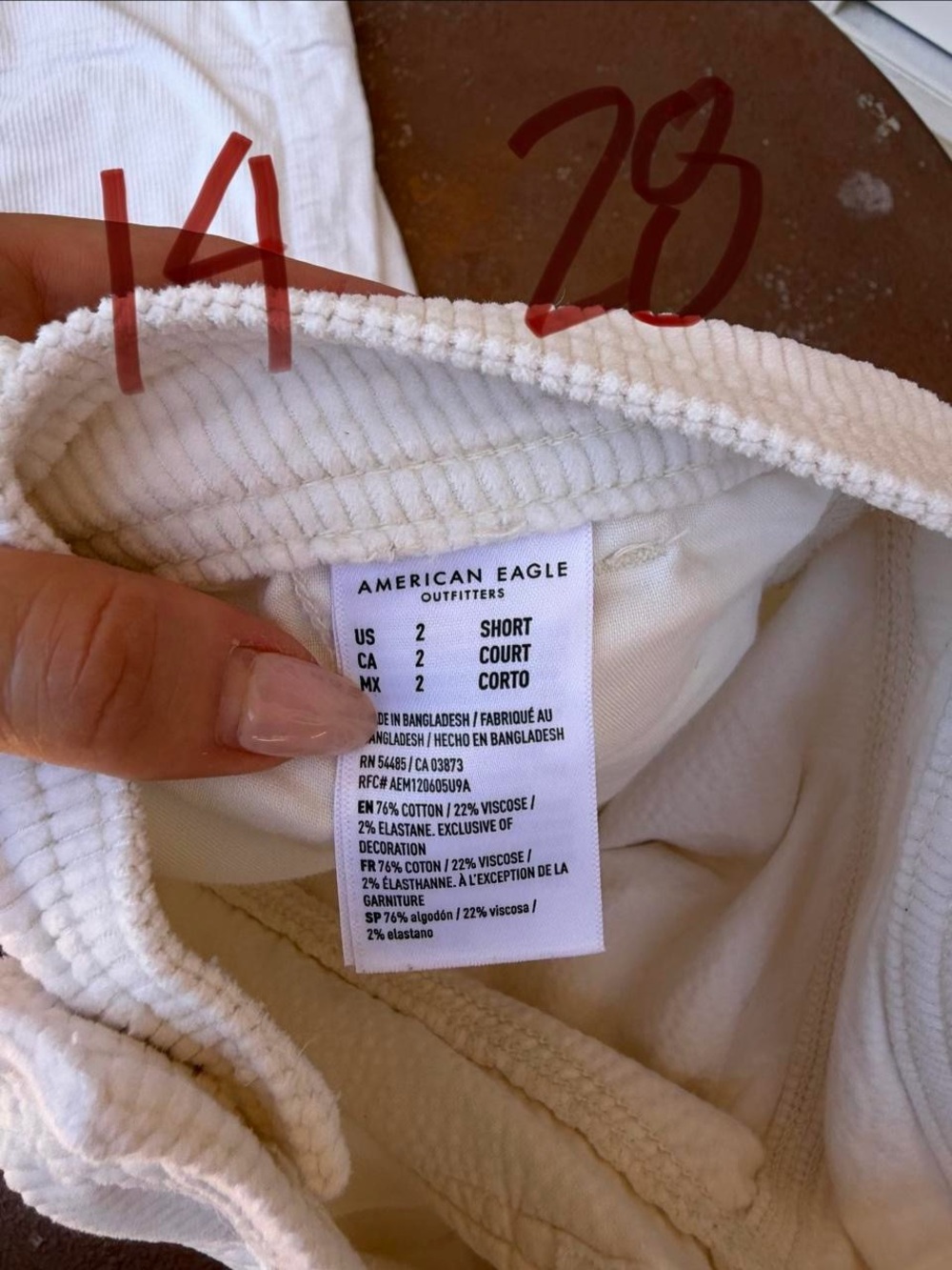 American eagle White wide leg high rise corduroy cargo pants sz 2 #streetwear - Picture 8 of 8